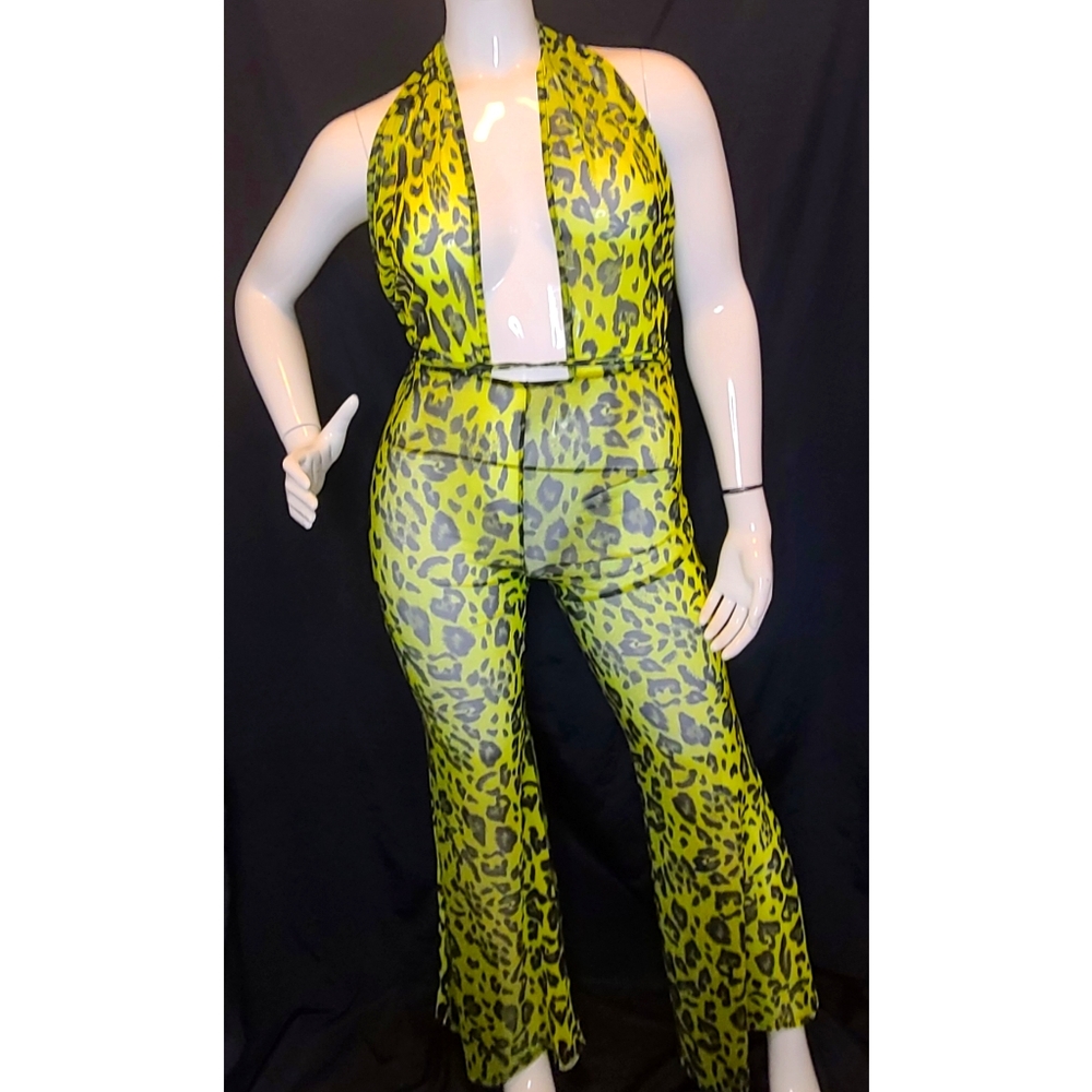 Sheer Stretch Cheetah Jumpsuit
